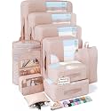 Veken 10 Set Packing Cubes for Travel Essentials,Anti-Wrinkle Buckled Bags