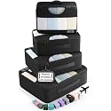 Veken 4 Set Packing Cubes for Travel Essentials,Anti-Wrinkle Buckled Suitcase Organizer for Shoe &amp; Toiletry Bag,Carry On Luggage Bag for Airplane &amp; College Dorm Room Accessories,Women Men Gifts