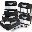 Veken 6 Set Packing Cubes for Travel Essentials,Anti-Wrinkle Buckled Suitcase Organizer for Shoe &amp; Toiletry Bag,Carry On Luggage Bag for Airplane &amp; College Dorm Room Accessories,Women Men Gifts