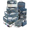 Veken 8 Set Packing Cubes for Travel Essentials,Anti-Wrinkle Buckled Suitcase Organizer for Shoe &amp; Toiletry Bag,Carry On Luggage Bag with 99+ Count Mesh Holes for Airplane &amp; College Dorm Accessories