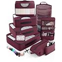 Veken 8 Set Packing Cubes for Travel Essentials,Anti-Wrinkle Buckled Suitcase Organizer for Shoe & Toiletry Bag,Carry On Luggage Bag with 99+ Count Mesh Holes for Airplane & College Dorm Accessories