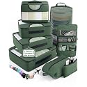 Veken 8 Set Packing Cubes for Travel Essentials,Anti-Wrinkle Buckled Suitcase Organizer for Shoe & Toiletry Bag,Carry On Luggage Bag with 99+ Count Mesh Holes for Airplane & College Dorm Accessories