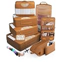 Veken 8 Set Packing Cubes for Travel Essentials,Anti-Wrinkle Buckled Suitcase Organizer for Shoe &amp; Toiletry Bag,Carry On Luggage Bag with 99+ Count Mesh Holes for Airplane &amp; College Dorm Accessories