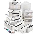 Veken 8 Set Packing Cubes for Travel Essentials,Anti-Wrinkle Buckled Suitcase Organizer for Shoe & Toiletry Bag,Carry On Luggage Bag with 99+ Count Mesh Holes for Airplane & College Dorm Accessories