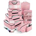 Veken 8 Set Packing Cubes for Travel Essentials,Anti-Wrinkle Buckled Suitcase Organizer for Shoe &amp; Toiletry Bag,Carry On Luggage Bag with 99+ Count Mesh Holes for Airplane &amp; College Dorm Accessories