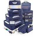 Veken 8 Set Packing Cubes for Travel Essentials,Anti-Wrinkle Buckled Suitcase Organizer for Shoe &amp; Toiletry Bag,Carry On Luggage Bag with 99+ Count Mesh Holes for Airplane &amp; College Dorm Accessories