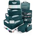 Veken 8 Set Packing Cubes for Travel Essentials,Anti-Wrinkle Buckled Suitcase Organizer for Shoe &amp; Toiletry Bag,Carry On Luggage Bag with 99+ Count Mesh Holes for Airplane &amp; College Dorm Accessories