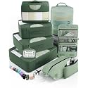 Veken 8 Set Packing Cubes for Travel Essentials,Anti-Wrinkle Buckled Suitcase Organizer for Shoe & Toiletry Bag,Carry On Luggage Bag with 99+ Count Mesh Holes for Airplane & College Dorm Accessories