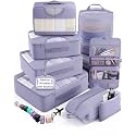 Veken 8 Set Packing Cubes for Travel Essentials,Anti-Wrinkle Buckled Suitcase Organizer for Shoe &amp; Toiletry Bag,Carry On Luggage Bag with 99+ Count Mesh Holes for Airplane &amp; College Dorm Accessories