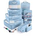 Veken 8 Set Packing Cubes for Travel Essentials,Anti-Wrinkle Buckled Suitcase Organizer for Shoe &amp; Toiletry Bag,Carry On Luggage Bag with 99+ Count Mesh Holes for Airplane &amp; College Dorm Accessories