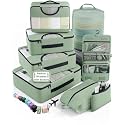Veken 8 Set Packing Cubes for Travel Essentials,Anti-Wrinkle Buckled Suitcase Organizer for Shoe &amp; Toiletry Bag,Carry On Luggage Bag with 99+ Count Mesh Holes for Airplane &amp; College Dorm Accessories