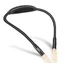 Vekkia Rechargeable Book Light - Neck Hug LED Reading Lights with 3 Brightness x3 Color Levels, Flexible Soft Rubber Arms, Hands Free for Reading in Bed/Night Running&Walking/Mending, Knitting (Black)