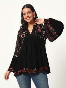Veldress Casual Bell Sleeves Floral Print Polka