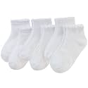 Velice Girls Ruffle Socks White School Uniform Dress Lace Cotton Frilly Dress Ankle Socks 6 Pairs
