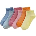 Velice Girls Ruffle Socks White School Uniform Dress Lace Cotton Frilly Dress Ankle Socks 6 Pairs