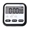 Digital Kitchen Timers, Large LCD Display Visual, Multifunctional Magnetic Countdown Timer, Loud Alarm for Classroom/Cooking/Fitness/Baking/Studying, Easy for Kids and Seniors (1 PCS, Black)