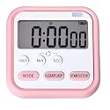 Digital Kitchen Timers, Large LCD Display Visual, Multifunctional Magnetic Countdown Timer, Loud Alarm for Classroom/Cooking/Fitness/Baking/Studying, Easy for Kids and Seniors (1 PCS, Pink)