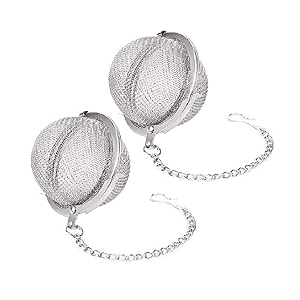 stainless steel tea infuser ball pack of 2  fine mesh loose leaf tea strainer for cups mugs amp teapots  reusable herb amp spice filter small size