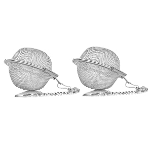 large stainless steel tea infuser ball set pack of 2  fine mesh loose leaf tea strainer for teapots  reusable herb amp spice filter rustproof amp durable