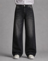 Veliume Wide Leg Men Black Jeans