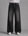 Veliume Wide Leg Men Black Jeans