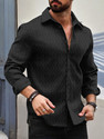 VELLOSTA Men Self Design Casual Black Shirt