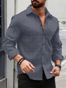 VELLOSTA Men Self Design Casual Grey Shirt