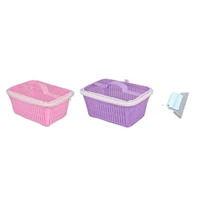 vellura multipurpose plastic fruit amp vegetable basket with net mesh jali  vegetables amp fruit bowl for dining tablekitchen fruit storage basket with zip net cover pruplepinkwindow cleaner