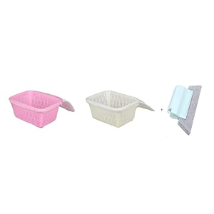 vellura multipurpose plastic fruit amp vegetable basket with net mesh jali  vegetables amp fruit bowl for dining tablekitchen fruit storage basket with zip net cover whitepinkwindow cleaner