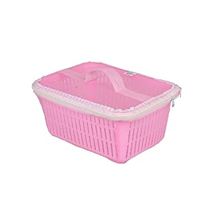 vellura sales vellura multipurpose plastic fruit amp vegetable basket with net mesh jali  vegetables amp fruit bowl for dining tablekitchen fruit storage basket with zip net cover pink
