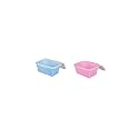 VELLURA Multipurpose Plastic Fruit &amp; Vegetable Basket with Net mesh (Jali) | Vegetables &amp; Fruit Bowl for Dining Table,Kitchen Fruit Storage Basket with Zip Net Cover (Blue+Pink)