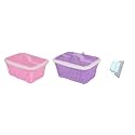 VELLURA Multipurpose Plastic Fruit &amp; Vegetable Basket with Net mesh (Jali) | Vegetables &amp; Fruit Bowl for Dining Table,Kitchen Fruit Storage Basket with Zip Net Cover (PRUPLE+PINK+WINDOW CLEANER)