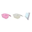 VELLURA Multipurpose Plastic Fruit &amp; Vegetable Basket with Net mesh (Jali) | Vegetables &amp; Fruit Bowl for Dining Table,Kitchen Fruit Storage Basket with Zip Net Cover (WHITE+PINK+window cleaner)