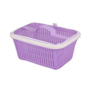vellura sales multipurpose plastic fruit amp vegetable basket with net mesh jalivegetables amp fruit bowl for dining tablekitchen fruit storage basket with zip net cover purple