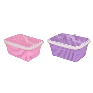 vellura sales multipurpose plastic fruit amp vegetable basket with net mesh jalivegetables amp fruit bowl for dining tablekitchen fruit storage basket with zip net cover purplepink
