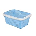 Multipurpose Plastic Fruit & Vegetable Basket with Net mesh (Jali) | Vegetables & Fruit Bowl for Dining Table,Kitchen Fruit Storage Basket with Zip Net Cover (Blue)