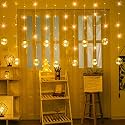 12 Ball Sparkling 138 LED Curtain String Lights, 8 Modes Fairy Globe Curtain Lights for Diwali, Christmas, Wedding, Outdoor Indoor Wall Decor, Warm White (Wish Ball Light)