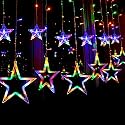 Multicolor Star Curtain Lights for Decoration – 138 LED Multicolor Hanging Star String Lights – Plug-in Fairy Lights for Diwali, Christmas, Balcony, Bedroom, Wedding, Window – (Pack of 1)