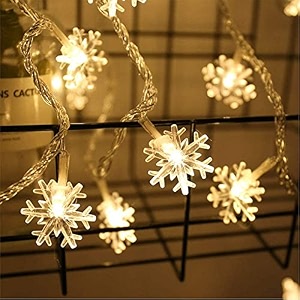 16 led light snow flake warm white string fairy light globe string lights plug in for bedroom decor indoor outdoor fairy light for home wall garden decorations