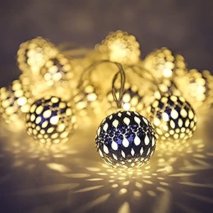 led light moroccan metal globe string lights indoor outdoor usage 14 feet bright warm