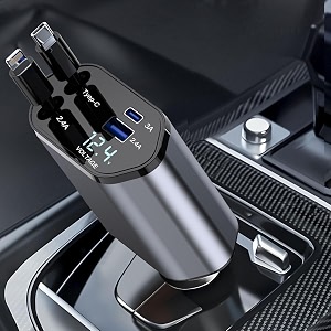 velogk retractable car charger120w 4 in 1 super fast charge car phone chargerretractable cables315inand 2 usb ports car adapter for iphone 15141312 pro max xripadgalaxy s23pixelmulticolor
