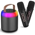 VELOMAX Karaoke Mic with Speaker for Kids, 360° Surround Sound with Ambiance Light, Wireless Mic with 5 Sound Effects, Mike for Singing with Mini Speaker, Birthday Gifts Toys (2 Microphones)