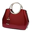 VELURA SYDL Glossy Patent Leather Handbag Shoulder Bag Portable Soft Gift Women Tote Bag Burgundy|1 Women Handbag|Clothing, Shoes & Accessories