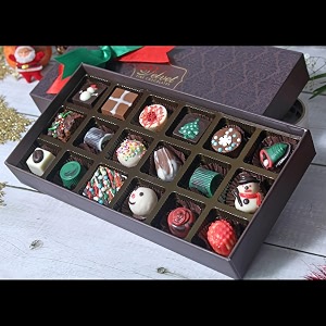 velvet fine chocolates christmas divine gift box  festive assorted treats  soft filled brownie bites nutty chocolates truffles  handcrafted holiday gift  beautifully packaged  pack of 1