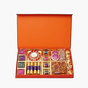 velvet fine chocolates diwali gift box  assorted chocolates almond florentines piri piri trail mix amp diya  perfect festive gift  handcrafted delights  pack of 1 2000 gram