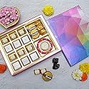 Velvet Fine Chocolates Diwali Gift Pack For Employees, Family, Friends &amp; Clients | Assorted Chocolates, Almond Florentines, Chocolate Almond Rocks &amp; One Tealight Diya