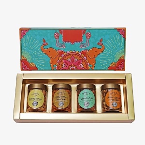 velvet fine chocolates festive abundance gift set  nuts amp trail mixes  perfect diwali gift  salted cashews piri piri masala nuts italian masala  elegant packaging  pack of 1