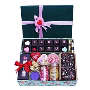 velvet fine chocolates luscious love gift box  assorted chocolates  perfect valentines gift  elegant packaging  handcrafted treats  pack of 14 kg