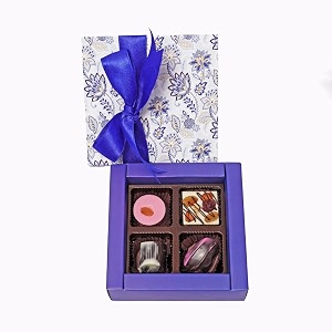 velvet fine chocolates premium mini treasure box  4 pcs assorted chocolate gift box for birthday anniversary diwali holi rakhi christmas amp special occasions  handmade chocolates  pack of 1