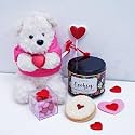 Velvet Fine Chocolates Valentine's Day Gift Combo | Jammy Dodgers, Almond Rose &amp; Cranberry Dragees, Heart-Shaped Chocolate Lollipop &amp; Teddy Bear | Perfect Gift for Loved Ones | 1 Pack